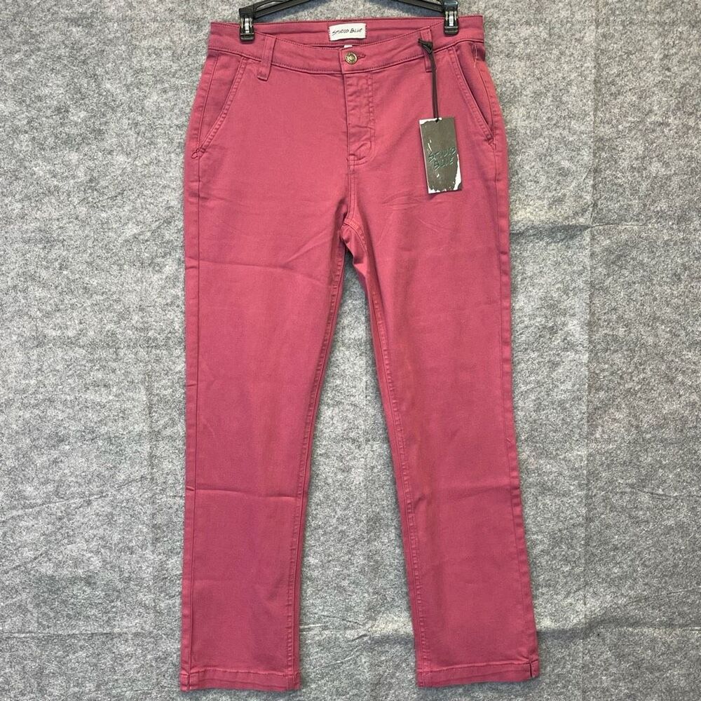 NWT Studio Blue Pants Women's Size 28 Mauvewood Cropped High-Rise Flat‎ Front